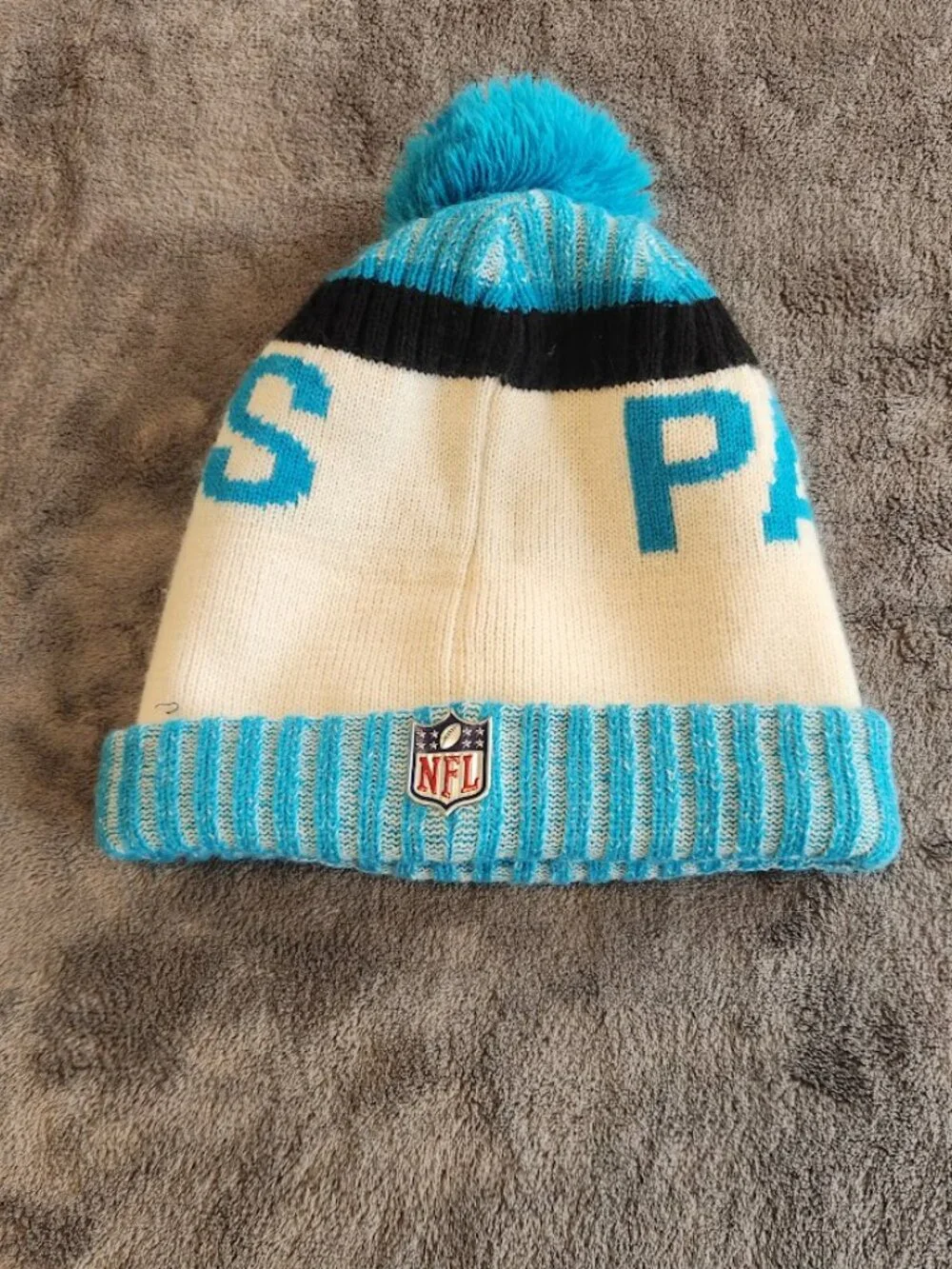 New Era NFL Carolina Panthers Blue/Black Knit Pom Winter Beanie Hat 2017